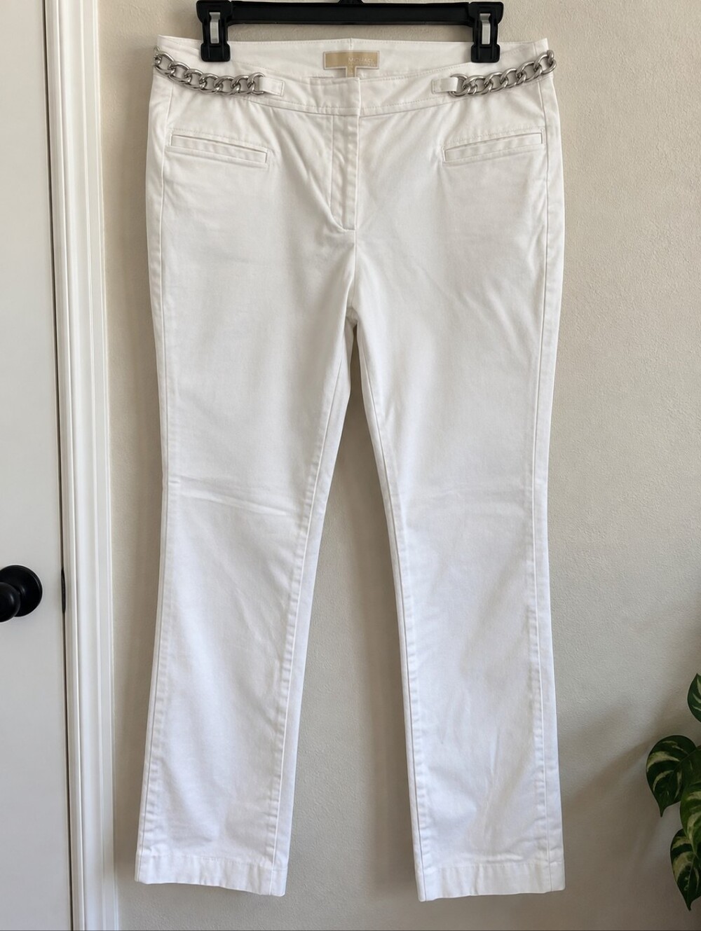 Michael Kors White Chain Detail Ankle Pants Women's Size 12